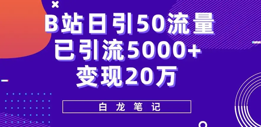 B站日引50+流量，实战已引流5000+变现20万，超级实操课程-图片1