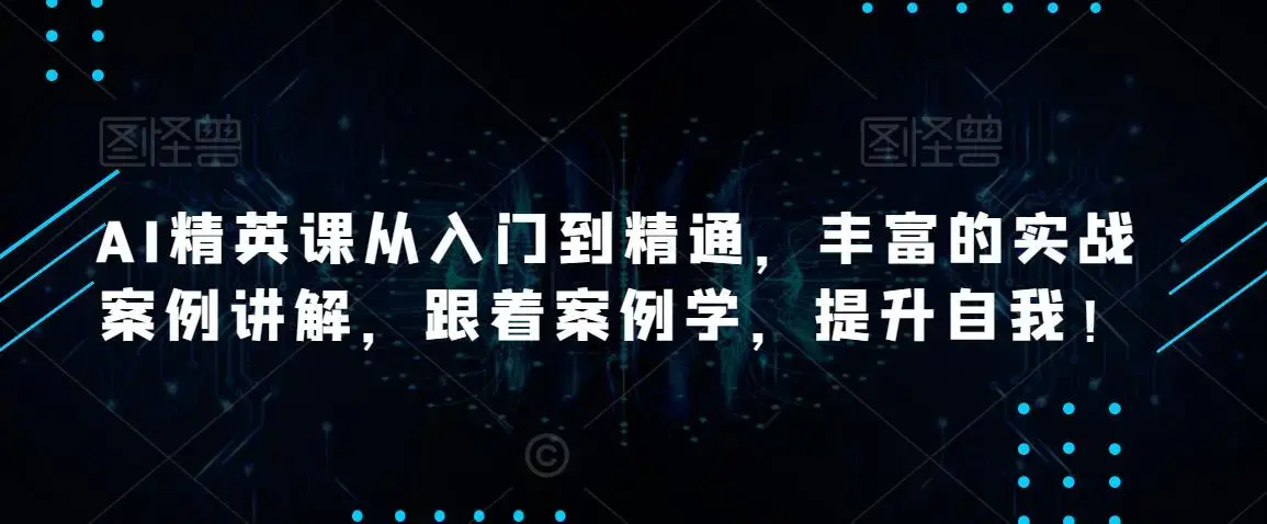 AI精英课从入门到精通，丰富的实战案例讲解，跟着案例学，提升自我