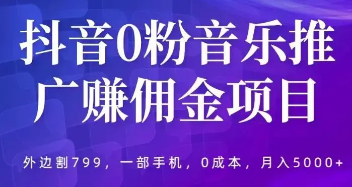 抖音0粉音乐推广赚佣金项目，外边割799，一部手机0成本就可操作，月入5000+-图片1